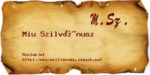 Miu Szilvánusz névjegykártya